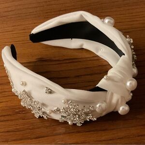 Chic White Pearl and Crystal Embellished Headband